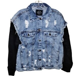 American Bazi Distressed Jean Jacket S NWT